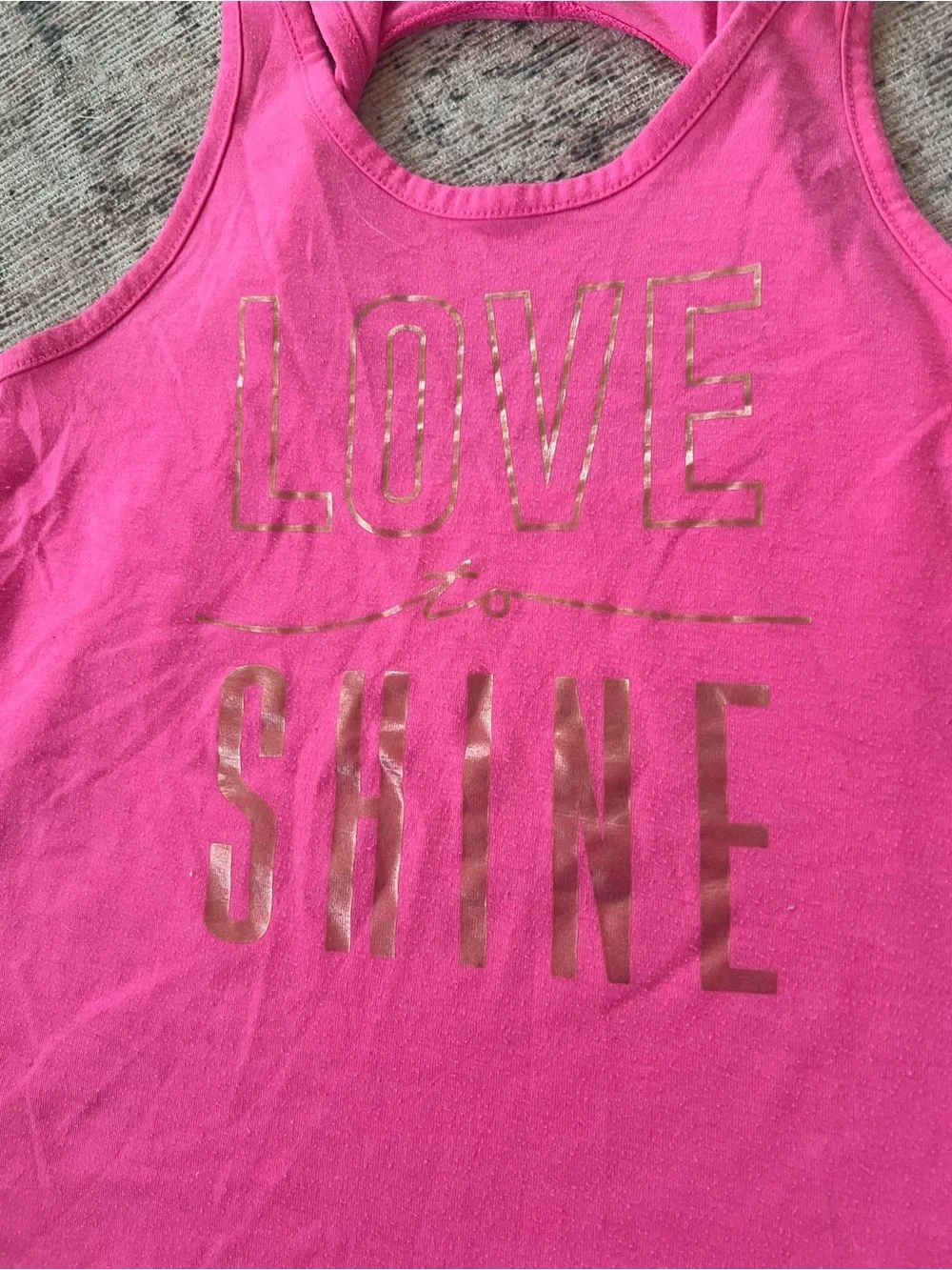Old Navy Pink Tank Top with Gold 'LOVE to SHINE' Graphic